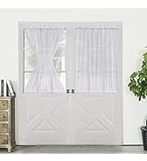 Demetex French Door Curtains Semi Sheer White Door Curtain Panels for Door Window Front Door, 54 ...