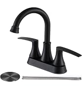 Lead-Free Matte Black Bathroom Sink Faucet, 2 Handle 4 Inch Centerset Faucet, Modern 360° Swivel ...