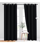 NICETOWN Black Out Curtains for Bedroom 84 inches Long - Light Reducing Thermal Insulated Solid G...
