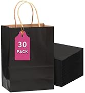 qiqee 30-Packs Black Gift Bags with Handles Bulk 13''x5 x10 Large Size Kraft Party Paper Bags