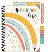 Carson Dellosa We Belong Boho Teacher Planner, 8" x 11" Spiral Bound Planner With Planner Sticker...