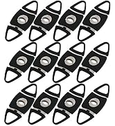 Mantello Black Plastic Guillotine Cigar Cutter - Set of 12 Stainless Steel Double Cutting Blade C...