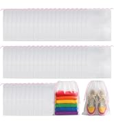 ROOKEA 50 Pcs Clear Shoe Bags for Travel Storage, 11.8"x15.7" Shoe Bag Bulk | Pink-Color Drawstri...