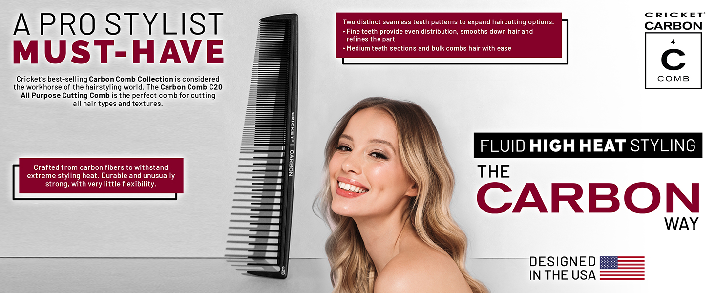 A Pro-Stylist Must-Have Comb for Fluid High Heat Cutting and Styling The Carbon Way