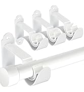 Curtain Rod Bracket, 4 Pack Heavy Duty Curtain Rod Holders 1 Inch White Drapery Rod Hooks for Wall