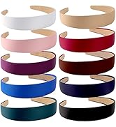 Wecoe 10 Pack Satin Headbands 1.3 Inch Wide Headband Girls Red White Black Headband Women Non Sli...