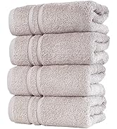 Hammam Linen Ice Silver Hand Towels 4-Pack - 16 x 29 Turkish Cotton Premium Quality Soft and Abso...