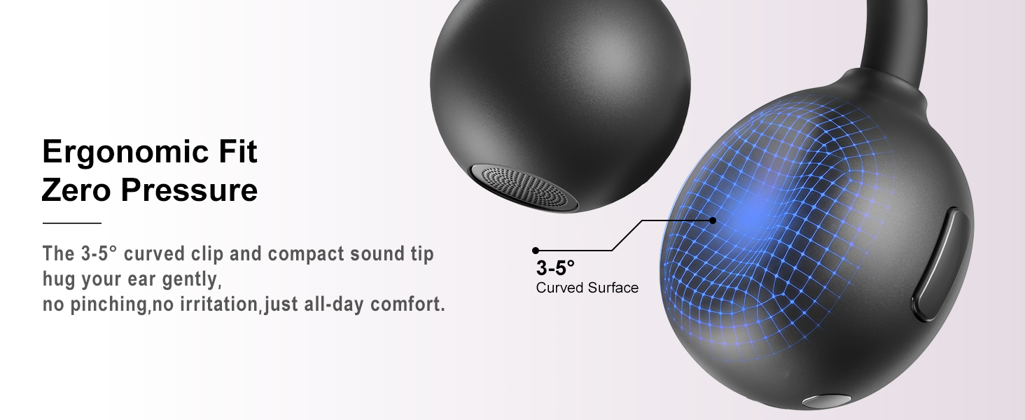 Open Ear Earbuds Clip-On Earbuds Comfortable Secure Fit