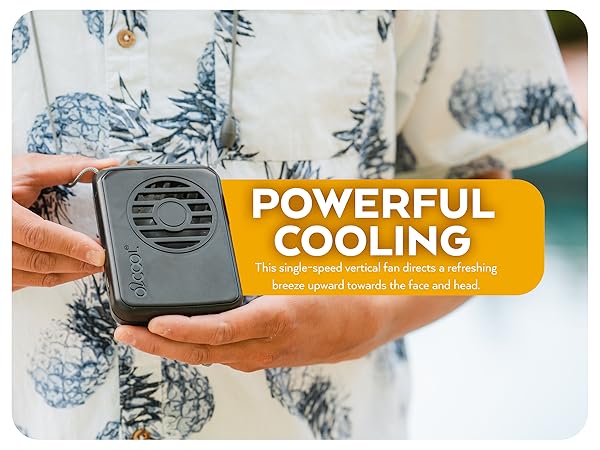 O2Cool Deluxe Necklace Fan Gray Held in Hand Powerful Cooling