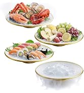 Ice Chilled Serving Tray – Reusable 7.8" Food-Grade Freezer Chilled Platter with Freezable Ice Ba...
