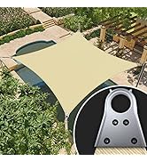 Amgo 8' x 12' Beige Rectangle Super Ring Sun Shade Sail UPF50+ AGSRR Canopy Awning Shades for Pat...