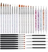 EBANKU 33pcs Acrylic Nail Brush Set UV Gel Nail Art Brushes Nail Art Builder Brush 3D Double Ende...