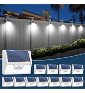 vighep 12 Pack Solar Fence Lights Waterproof, Motion Sensor Deck Lights Outdoor, Cold White LED O...
