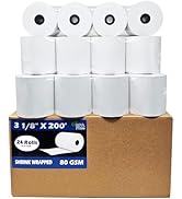 80 GSM Extra Thick Paper (24 Rolls) 3 1/8 x 230 Thermal Paper Receipt Rolls (Heavy Thermal Lenght...