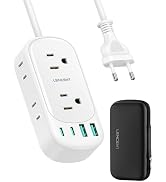 LENCENT European Travel Plug Adapter with Case, US to Europe Plug Adapter with 6 Outlets & 4 USB ...