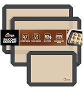 HOTEC Silicone Baking Mats 3 Pack – Thickened Non-Stick Reusable Silicone Baking Sheets for Oven ...