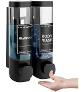 MEKOTRIN Shampoo and Conditioner Dispenser, Shower Soap Dispenser Wall Mounted 2 Chamber 300ml, R...