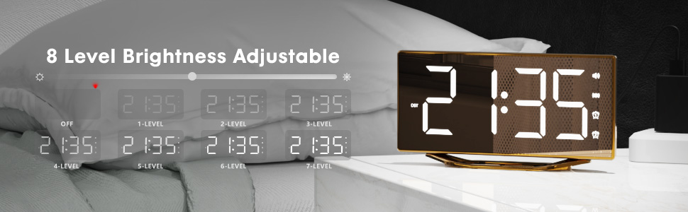 8 level brightness alarm clock