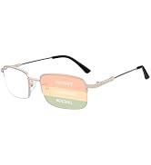 Myfeasy Frameless Progressive Multifocal Reading Glasses for Women Blue Light Blocking Glasses Tr...