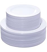 KIRE 120PCS White Plastic Plates - Heavy Duty White Disposable Plates for Party/Wedding - Include...