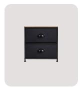 Sorbus Nightstand with 2 Drawers - Steel Frame Wood Top & Easy Pull Modern Print Fabric Bins - Be...