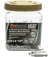 Proferred MAX Drive Professional Decking & Outdoor Wood Screws, Stainless Steel, 10 X 2-1/2", 6 L...