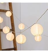 Vigdur Lantern String Lights Waterproof Connectable Nylon Hanging Lantern String Lights Plug in W...