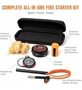 Tactiko 6-in-1 All-Weather Survival Fire Starter Kit - Complete Emergency Set with Ferro Rod, Str...