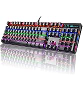 Mechanical Gaming Keyboard, MageGee Storm Rainbow Backlit Ultra-Slim Wired USB Keyboards with Blu...