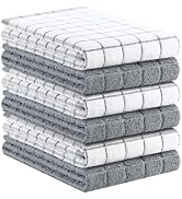 Kitinjoy Premium Kitchen Towels (16"x 28", 6 Pack), Large 100% Cotton Terry 390 GSM Kitchen Hand ...