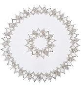 Raedan White Linen Decorative Lace Doily 33 inches Round Neutral Earth Tones Beige Lace Coffee Ta...