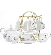 Tea Sets 22-Piece Porcelain Ceramic Coffee Tea Gift Mother's Day Sets Teapot and Cup Set Cups Sau...
