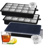 Silicone Ice Cube Trays,15 Square Ice Cube Tray with Lid,3 Pack Ice Cube Molds Set,Ice Molds Sili...