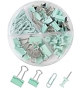 Assorted Binder Clips, Paper Clips, Push Pins Sets, Durable and Rustproof, Paper Clips Sets for F...