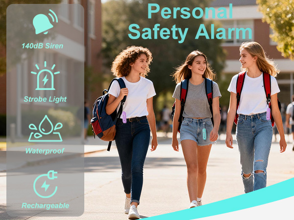 personal safety alarm women rechargeable self defense keychain device waterproof loud gift security