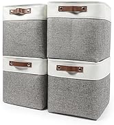 Bagnizer 13x13 Cube Storage Bins, Collapsible Fabric Storage Box, 4 Pack Closet Baskets with Hand...