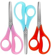 5" Left Handed Kids Scissors Set of 3 pcs,Suit for Ages 3-5 4-6 6-8,Kids Craft Scissors with Blun...