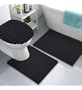 Arotive Luxury Chenille Bathroom Rugs 3 Piece with Toilet Lid Cover, Shaggy Soft and Absorbent Ba...