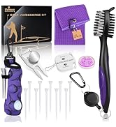 Wynaura 17 Pcs Golf Accessories Kit, Includes Cleaner Brush, Towel, Plastic Tees, Golf Ball Bag w...