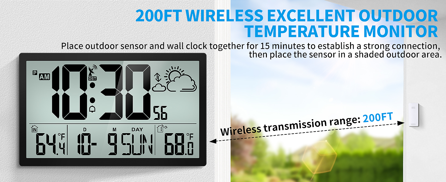 200FT Wireless Excellent Outdoor Temperature Monitor