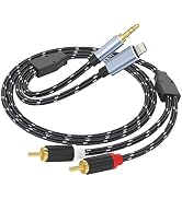 WORLDBOYU Lightning to RCA Adapter with 3.5mm Audio Cable to 2 Male RCA Aux Stereo Cable for Sele...