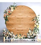 6.5FT Wood Grain Round Arch Backdrop Cover for 6.5/6.6 ft Circle Stand, Wrinkle Free Circle Arch ...
