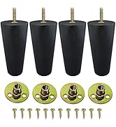 Wood Furniture Legs 5 inch - Sofa Legs Set of 4 Round Couch Legs - Espresso Tapered Feet Replacem...