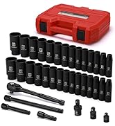 MIXPOWER 36-Piece 1/2-Inch Drive Deep Impact Socket Master Set with 10-inch Quick-release Ratchet...