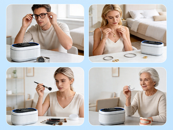 Designed for retainers, aligners. Also works brilliantly on jewelry, rings, glasses, makeup brushes