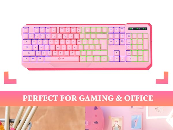 KLIM Chroma pink wireless keyboard pink gaming keyboard pink keyboard