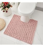 Ruggnovea Toilet Rug Pink 24x24 Machine Washable Non Slip Toilet Mat U Shaped Plush Absorbent Con...