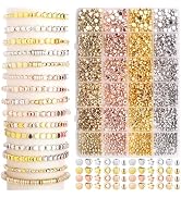 Gold Spacer Beads 2160 Pieces Bracelet Beads for DIY Jewelry Making(Gold, Sliver, Rose Gold, KC G...