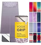Yoga Drip Yoga Towel - Non Slip Hot Yoga Mat Towel With Corner Pockets, No-Skid Grip, and Built-i...