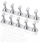 Nail Stand for Press Ons, Acrylic Magnetic Base Nail Holder for Painting Nails with 100 Pcs Reusa...